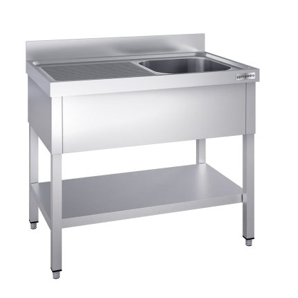 Chiuvetă profesională pentru oale PREMIUM - 1200x700 mm - cu poliță inferioară - cu 1 cuvă - cuva pe dreapta