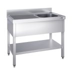 Chiuvetă profesională PREMIUM - 1400x600 mm - cu poliță inferioară - cu 1 cuvă - cuva pe dreapta