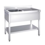 Chiuvetă profesională pentru oale PREMIUM - 1400x700 mm - cu poliță inferioară - cu 1 cuvă - cuva pe stânga