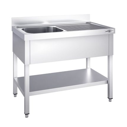 Chiuvetă profesională pentru oale PREMIUM - 1400x700 mm - cu poliță inferioară - cu 1 cuvă - cuva pe stânga