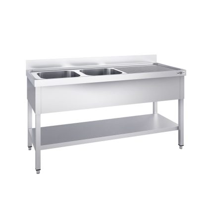Chiuvetă profesională PREMIUM - 1400x700 mm - cu poliță inferioară - cu 2 cuvă/cuve