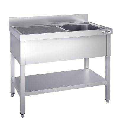 Chiuvetă profesională pentru oale PREMIUM - 1400x700 mm - cu poliță inferioară - cu 1 cuvă - cuva pe dreapta