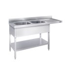 Chiuvetă pentru mașină de spălat vase PREMIUM - 1600x600 mm - cu 2 cuve stânga