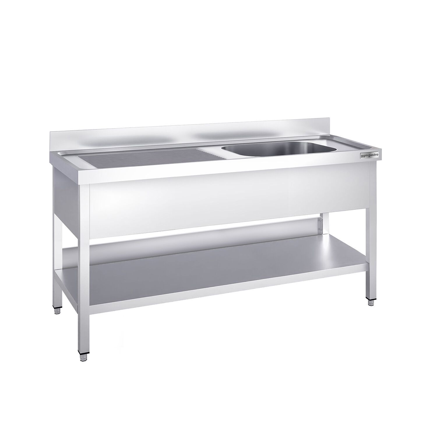 STK167BR1_1.jpg Chiuvetă profesională pentru oale PREMIUM - 1600x700 mm - cu poliță inferioară - cu 1 cuvă - cuva pe dreapta - imagine 1