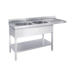 Chiuvetă pentru mașină de spălat vase - 1800x600 mm - cu 2 cuve stânga