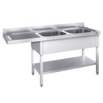 Chiuvetă pentru mașină de spălat vase - 2000x600 mm - cu 2 cuve dreapta