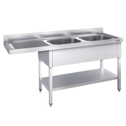 Chiuvetă pentru mașină de spălat vase PREMIUM - 2000x700 mm - cu 2 cuve dreapta