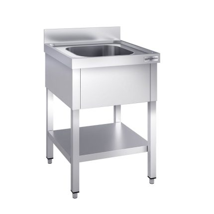 Chiuvetă profesională PREMIUM - 600x700 mm - cu poliță inferioară - cu 1 cuvă - cuva centrală