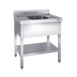 Chiuvetă profesională PREMIUM - 800x600 mm - cu poliță inferioară - cu 1 cuvă - cuva centrală