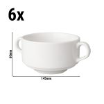 (6 buc) BUDGETLINE - Bol supă cu mâner Mammoet - 300 ml - Alb