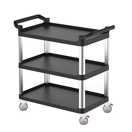 Cărucior de servire din plastic – 800 x 500 mm – cu 3 rafturi