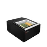 Vitrină de masă pentru înghețată - 670 mm - statică - pentru 3x cuve/vaschete de 5 litri pentru înghețată - geamuri încălzite - negru - deschidere capac spre partea de operare
