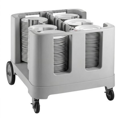 Cărucior distribuitor de farfurii - neutru - 963x908x763 mm - cu roți - 405 farfurii - polietilenă - Ø 114-330 mm