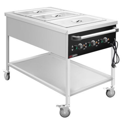 Cărucior termic cu baie marie – 3 kW – GN 1/1 – Temperatură cuvă reglabilă separat
