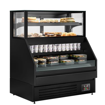 Vitrină frigorifică Helsinki - 1200x800 mm - 199 L - culoare negru - uși glisante (din sticlă) - cu 4 rafturi