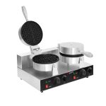 Aparat Gofre / Vafe Profesional - Dublu - Manual - 2,6 kW - Formă: rotund - Ø 180 mm - Tavă aparat vafe teflonată