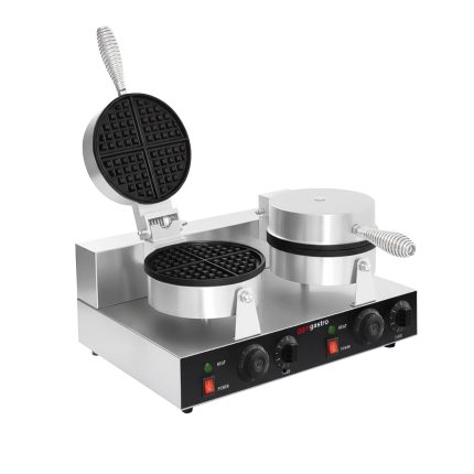 Aparat Gofre / Vafe Profesional - Dublu - Manual - 2,6 kW - Formă: rotund - Ø 180 mm - Tavă aparat vafe teflonată