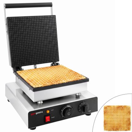 Aparat de vafe – individual – manual – 1,75 kW – Formă: cornete, vafe Stroop – plăci de coacere cu acoperire din teflon