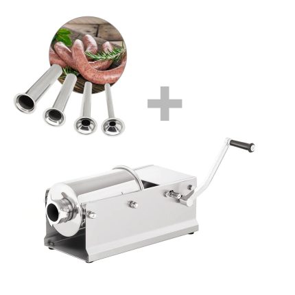 Mașină manuală de umplut cârnați – 3 litri – oțel inoxidabil – incl. 4 duze