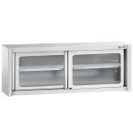 Dulap de perete din oțel inoxidabil - 2000x400 mm - cu uși glisante din sticlă - 650 mm înălțime