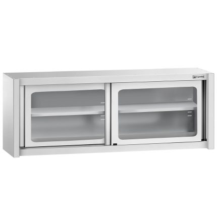 Dulap de perete din oțel inoxidabil - 2000x400 mm - cu uși glisante din sticlă - 650 mm înălțime