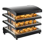 Vitrină caldă de banc profesională - 995 mm - 1,02 kW - cu 3 rafturi - negru
