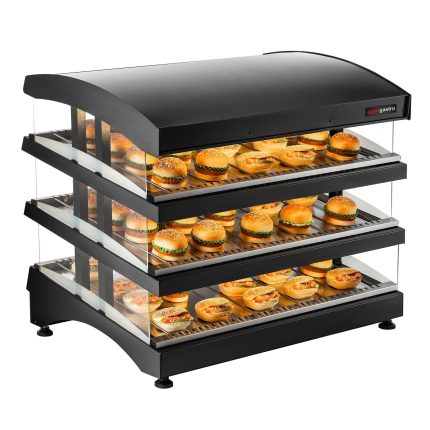 Vitrină caldă de banc profesională - 995 mm - 1,02 kW - cu 3 rafturi - negru
