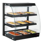 Vitrină caldă de banc - 648 mm - 1,16 kW - cu 3 rafturi - negru