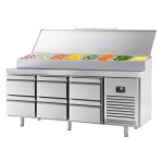 Saladetă - 1960x700 mm - 1 ușă & 6 sertare - pentru 1x GN 1/2 & 9x GN 1/3 recipiente