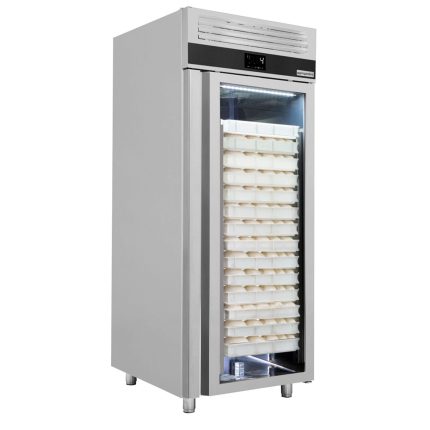 Frigider de panificație din oțel inoxidabil PREMIUM – EN 600x800 – 850 de litri – cu 1 ușă din sticlă