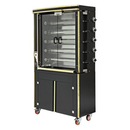 Rotisor pui electric - 16,5 kW - cu 5 frigărui - pentru până la 30 pui - negru