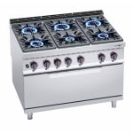 Aragaz cu gaz – 53,5 kW – 6 arzătoare – incl. cuptor cu gaz static – 12 kW