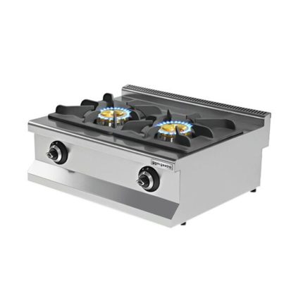Mașină de gătit / Aragaz profesional pe gaz - 800x700x(H)425 mm - 17,3 kW - 2 arzătoare