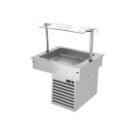Recipient frigorifică incorporabil – 800 mm – +2 până la +8 °C – 2x GN 1/1 – 190 W – cu paravan de protecție din sticlă