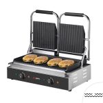 Grătar de contact / Grătar pentru hamburgeri – 3,6 kW – cu grătare sus și jos – Suprafață de gătit: 485x235 mm
