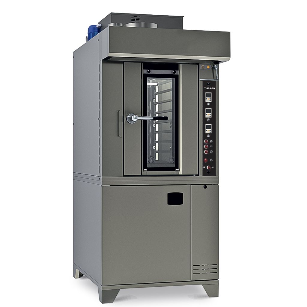 macpan-rotary-oven-8-10-trays-baby-1.jpg Cuptor rotativ profesional de panificație și patiserie 8-10 tăvi Baby cu cărucior rotativ Macpan, Italia - Macpan Foto 1
