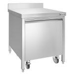 Coș de gunoi - pe roți - 50 litri - 700x700x970 mm - cu extragere frontală, coș interior detașabil, deschidere și închidere silențioasă - oțel inoxidabil
