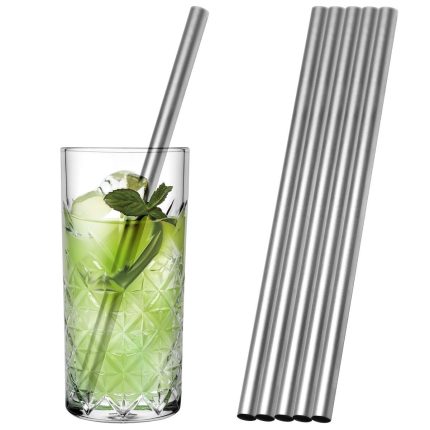 (50 buc) Paie de băut din oțel inoxidabil reutilizabile - drept - 200 mm - ø 10 mm