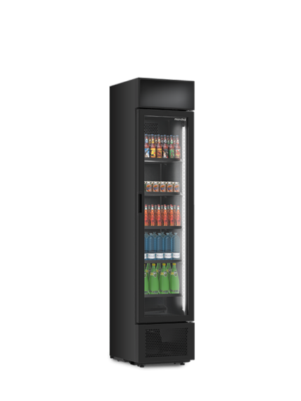 Vitrină frigorifică verticală pentru băuturi și răcoritoare Mondial seria SLIM P BLACK (+2°C +8°C), Italia